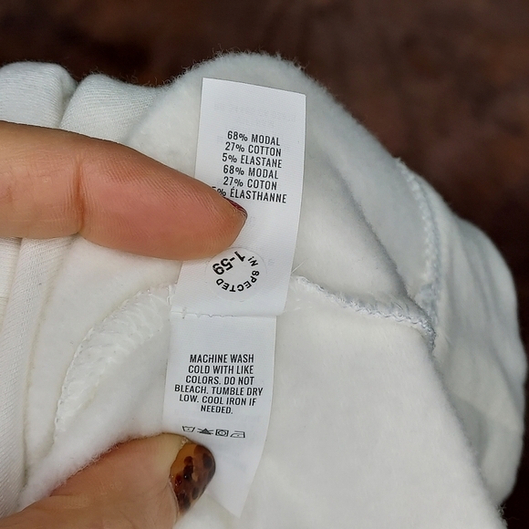 Aerie Offline OTT Fleece Sweatshirt Drawstring Cowl Neck White L - Picture 6 of 8